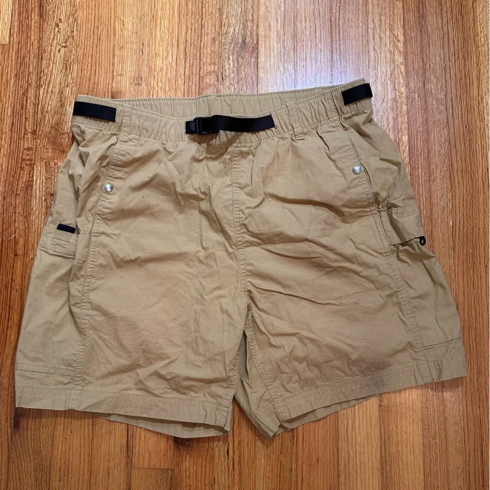 North Face Men’s Cargo Shorts Ripstop Tan Khaki Belted Size Large (z)